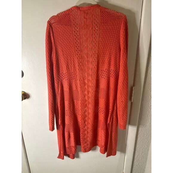 99 Jane Street Long Line Rust Open Front Cardigan XL Fall Winter Academia Boho - Picture 6 of 12